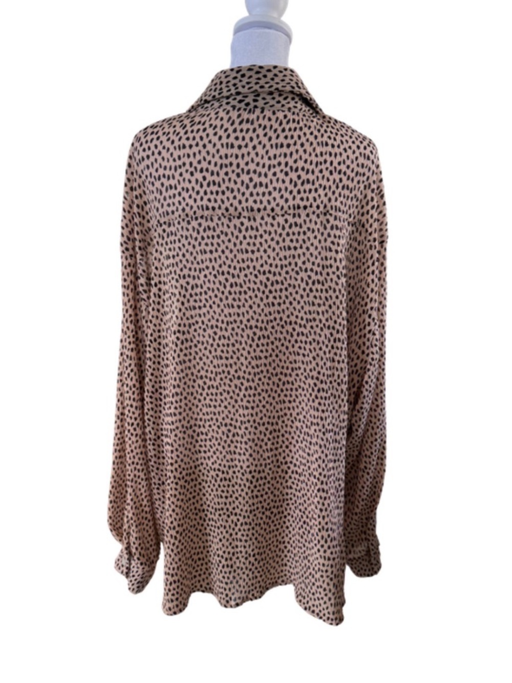 POL Tan Black Dotted Button Down Blouse - Picture 2 of 5